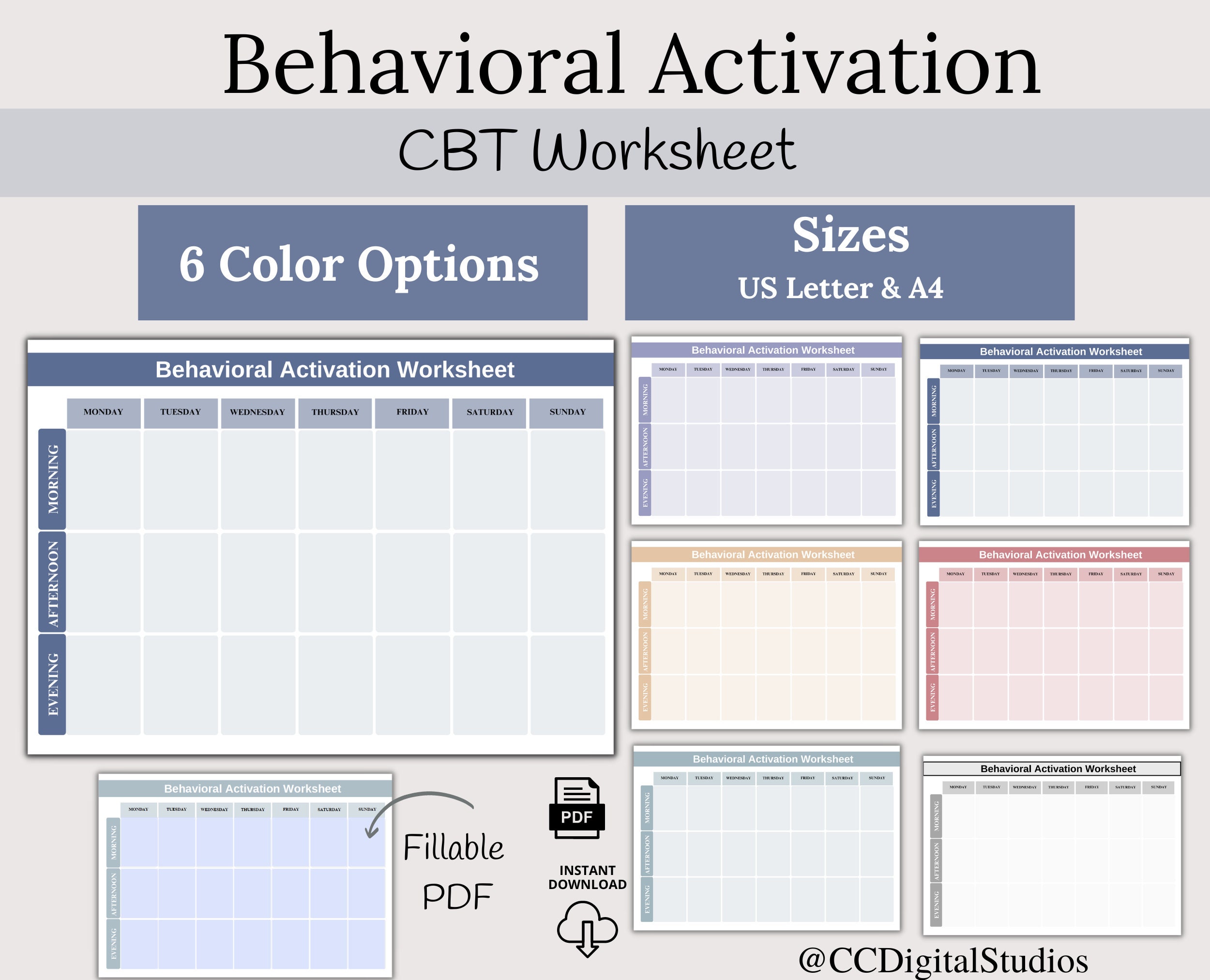 Behavioral activation worksheet cognitive behavioral therapy etsy