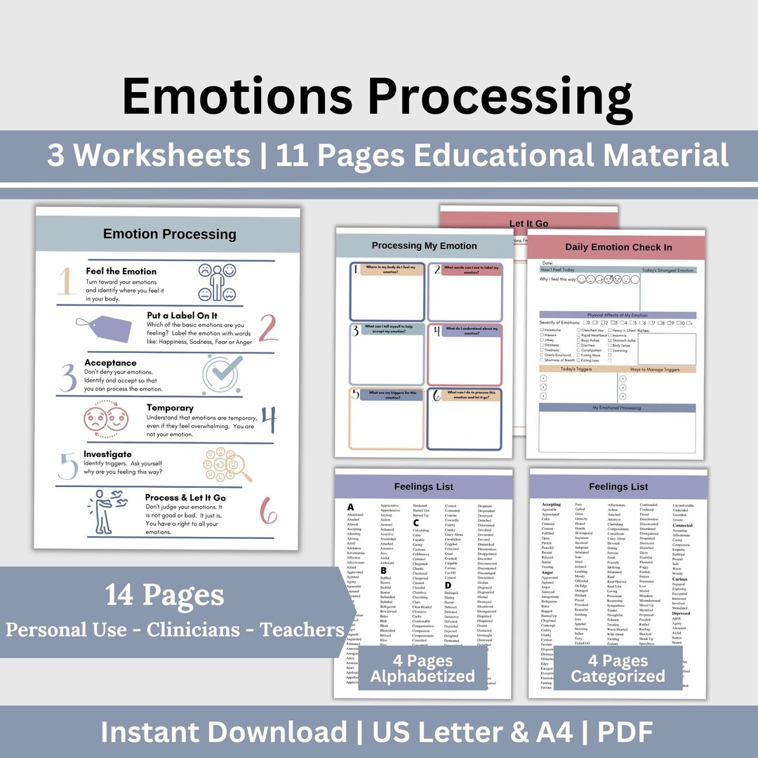 Emotion Processing Worksheets, Feelings Wheel, Emotion Wheel, Therapy