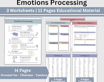 Emotion Processing Worksheets, Feelings Wheel, Emotion Wheel, Therapy Journal, Emotional Support Therapy Tools, School Counselor Resources