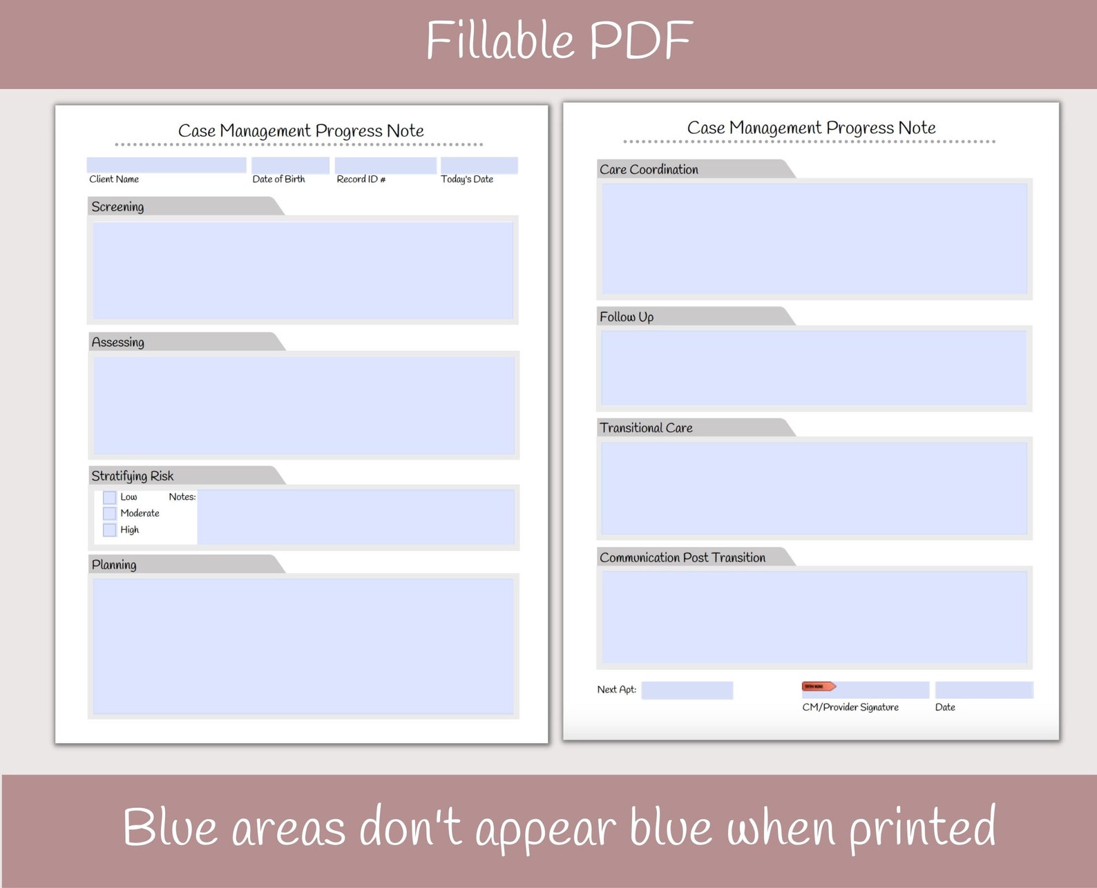 Case Manager Progress Notes Social Worker Template - Etsy