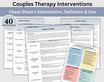 Couples Therapy Interventions Cheat Sheet: Mental Health Techniques (PDF Download)