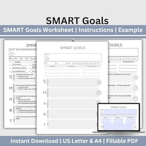 SMART Goals Worksheet: Goal Planning Template (Digital Download)