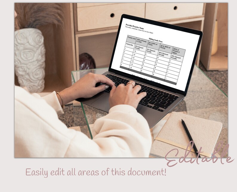 Clinical Fees Template, Sliding Fee Table, Editable Google Doc, Therapy Tool, Private Practice