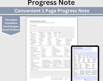 Progress Note for Mental Health Counselors, Therapist Documentation, Counseling Office Forms, Therapy Session Notes, Therapy Tools