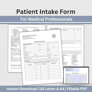 Patient Intake for Medical Office, Fillable PDF, Medical Forms, Health History, Medical Printable, Healthcare Template, Private Practice
