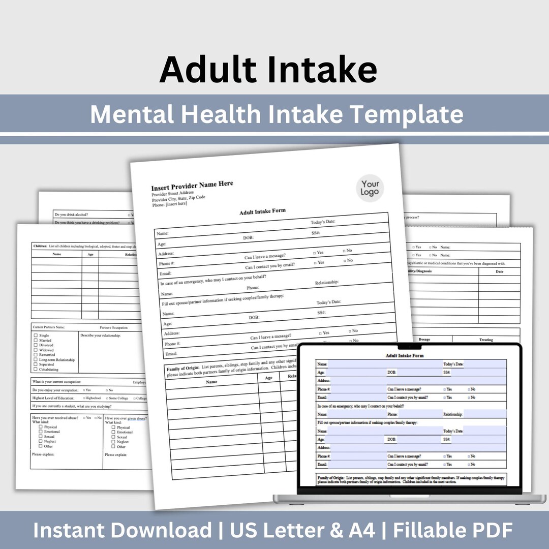 Mental Health Client Intake Form: Fillable PDF Template - Etsy