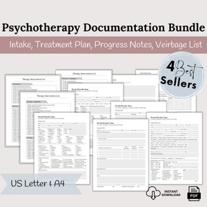 Documentation Bundle, Progress Note Template, Clinical Terms Reference Sheet, Client Intake Forms, Treatment Plan, Therapy Tools