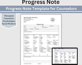 Therapist Progress Note Template: Counseling & Psychotherapy (Fillable PDF)