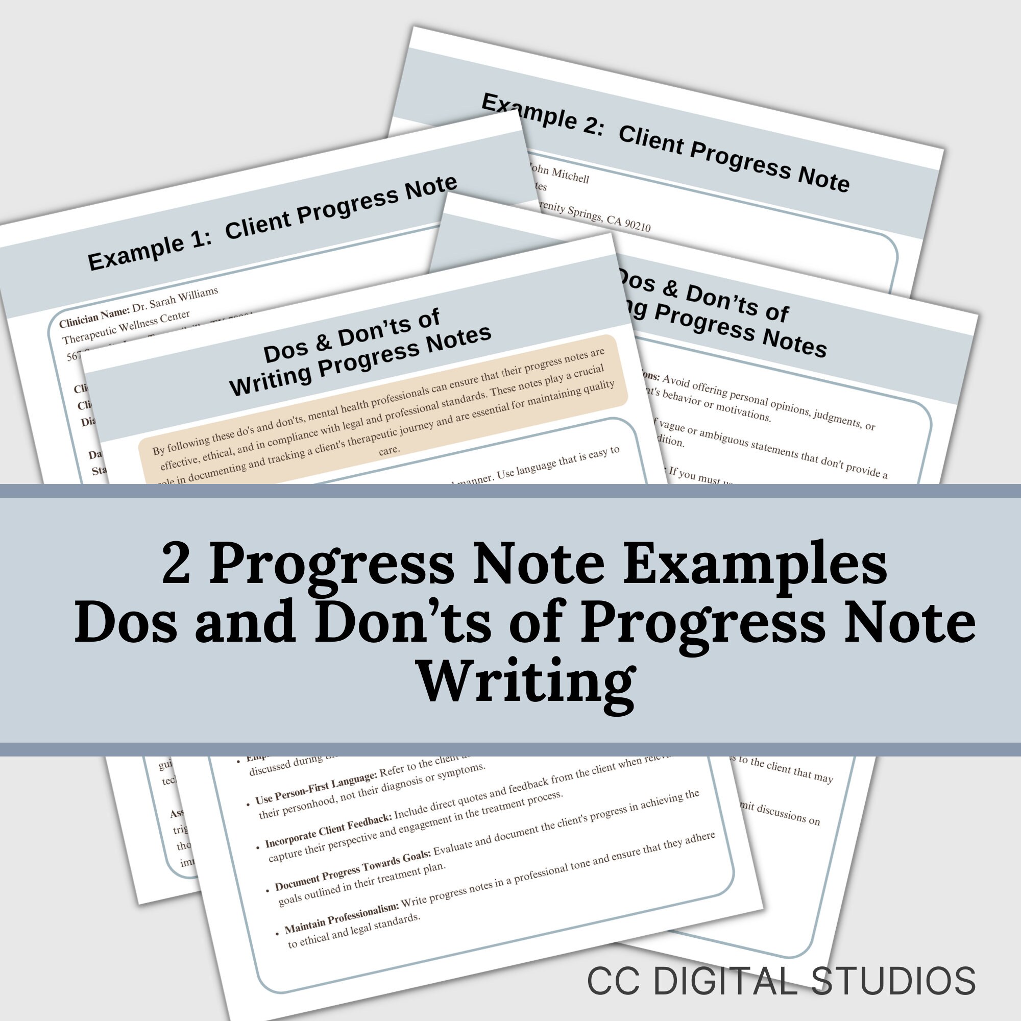 Mental Health Progress Note Guide: Prompts & Examples (digital Download ...