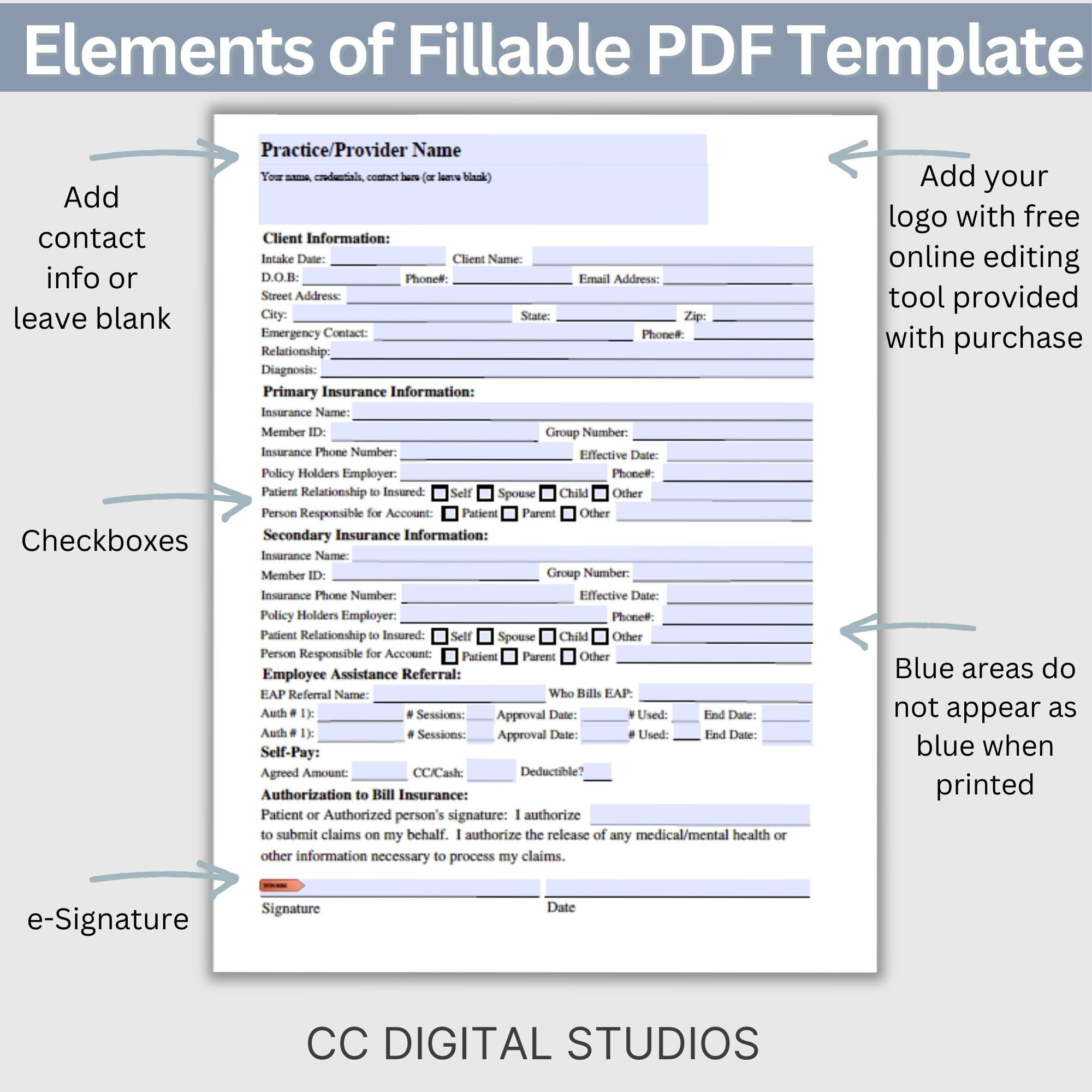 Therapist Insurance Verification Form: Client Intake (fillable PDF) - Etsy