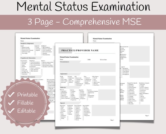 Comprehensive Mental Status Examination MSE for Private - Etsy Australia