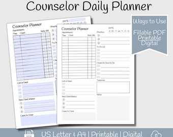 Counselor Daily Appointment Planner, Daily Clinical Planning Tool, Therapist Organization, Counselor Planner, Therapy Appointment Template