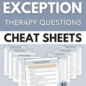 Solution Focused Exception Therapy Questions Cheat Sheets, Counseling ...