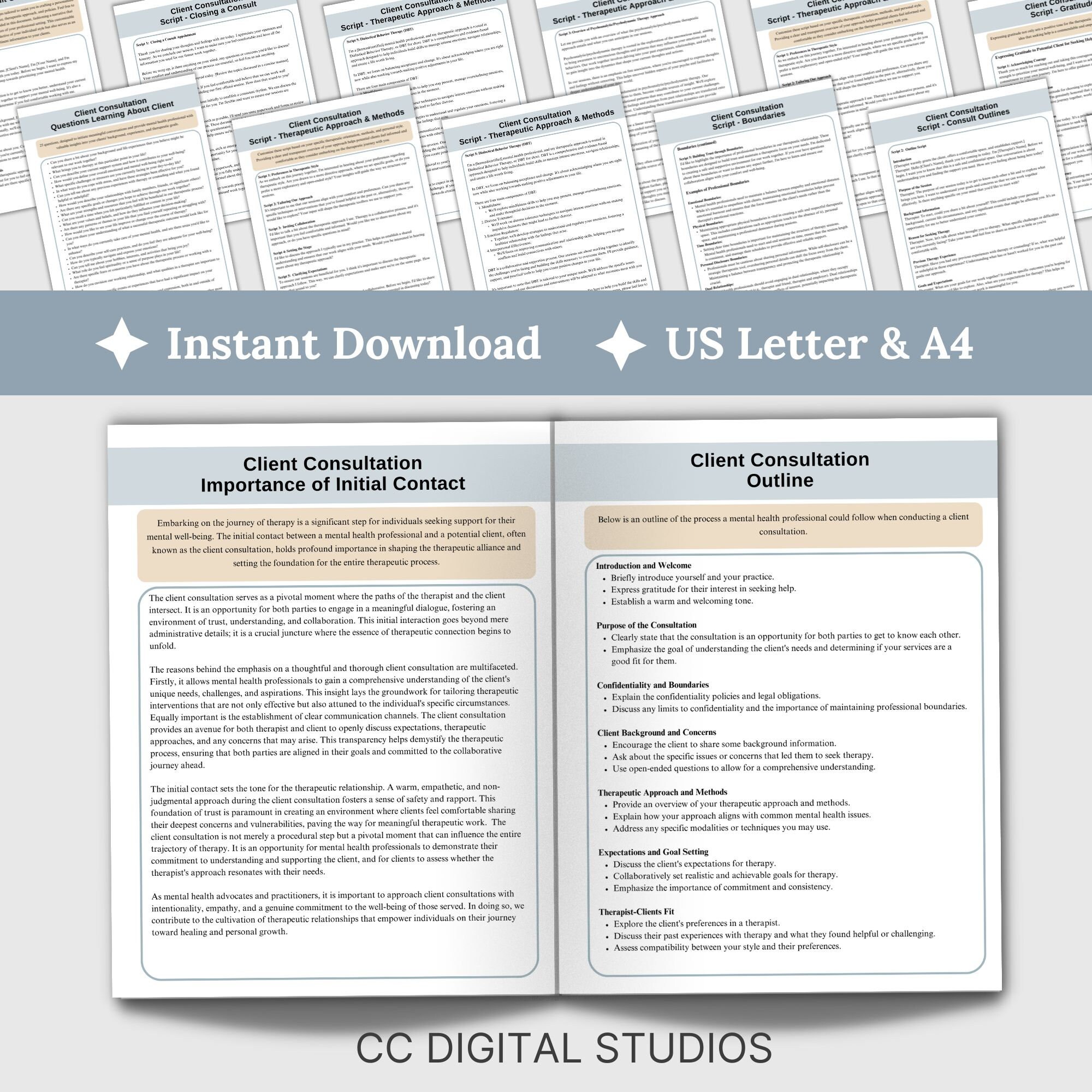 Therapist Client Consult Guide & Scripts: Intake Questions (digital ...