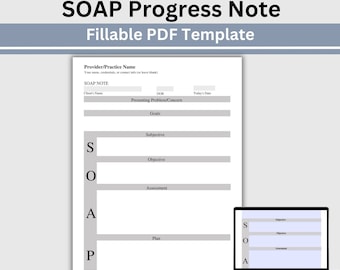 Plantilla de nota SOAP: PDF rellenable para terapeutas (Carta EE. UU. y A4)