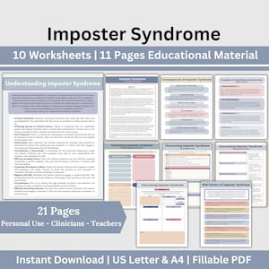 Imposter Syndrome Worksheets: CBT Therapy Resource (Digital Download)