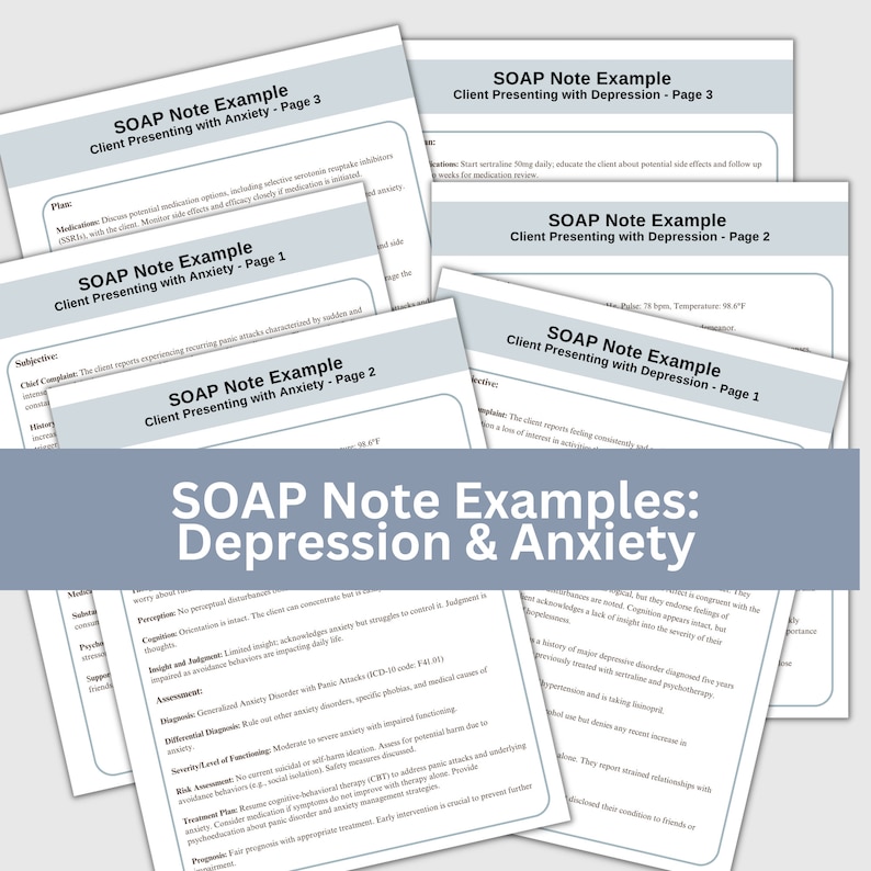 SOAP Note Guide tailored specifically for mental health therapists – your ultimate companion for efficient and organized documentation. Designed to streamline your therapy notes with user-friendly prompts and insightful examples
