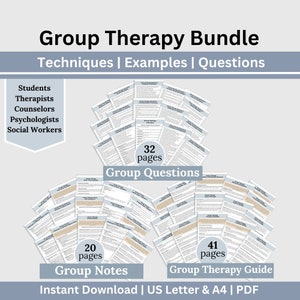 Group Therapy BUNDLE, Therapy Questions, Progress Note Guide, Group Therapy Documentation Guide, Therapy Cheat Sheet, Group Therapy Activity