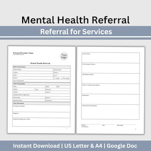 Mental Health Referral Template: Therapist Office Resources (Google Doc)