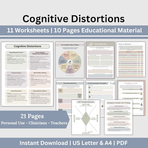 Cbt Worksheets - Etsy