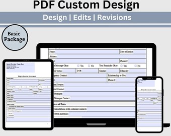 Custom PDF Design, Basic Custom Package Fillable PDF Design Edits and Revisions, Custom Template, Custom Business Forms