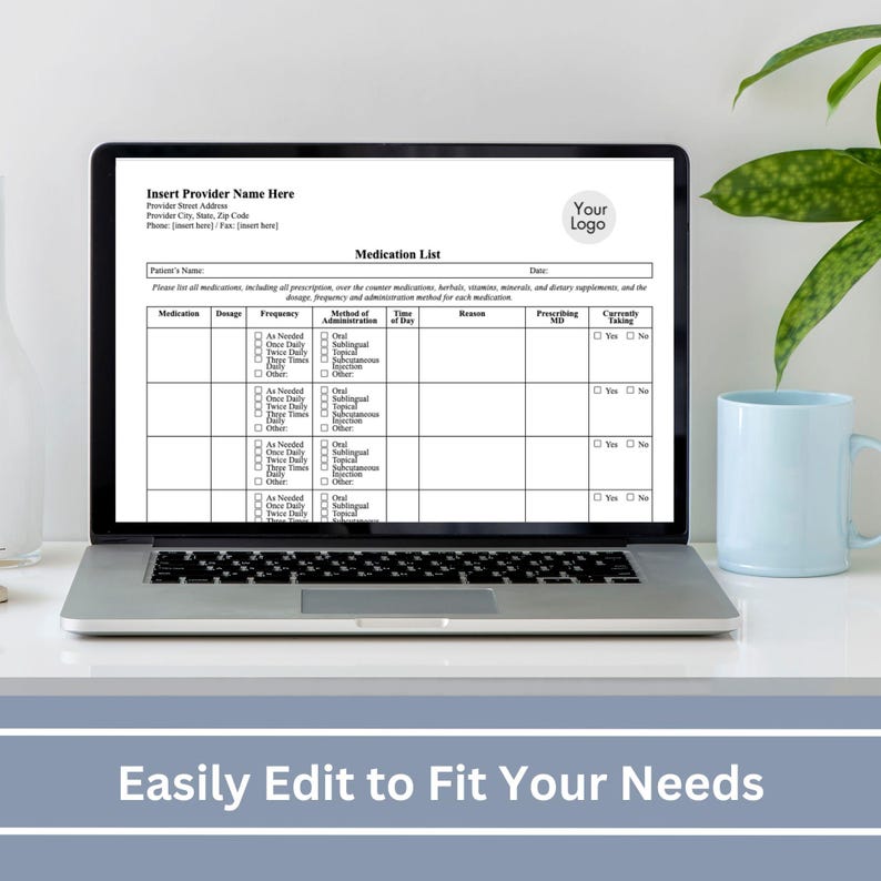 PRN and as needed meds section preview with fields for indication, minimum interval, max doses per day, and effectiveness notes, supporting safer self management and better communication with providers during follow ups