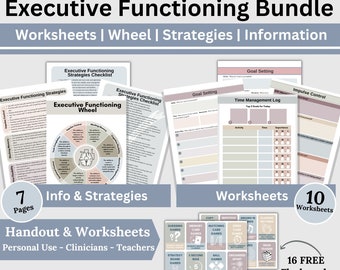 ADHS Arbeitsblätter zur Exekutivfunktion: Erwachsenentherapie, psychische Gesundheit (ausfüllbares PDF, digitaler Download)