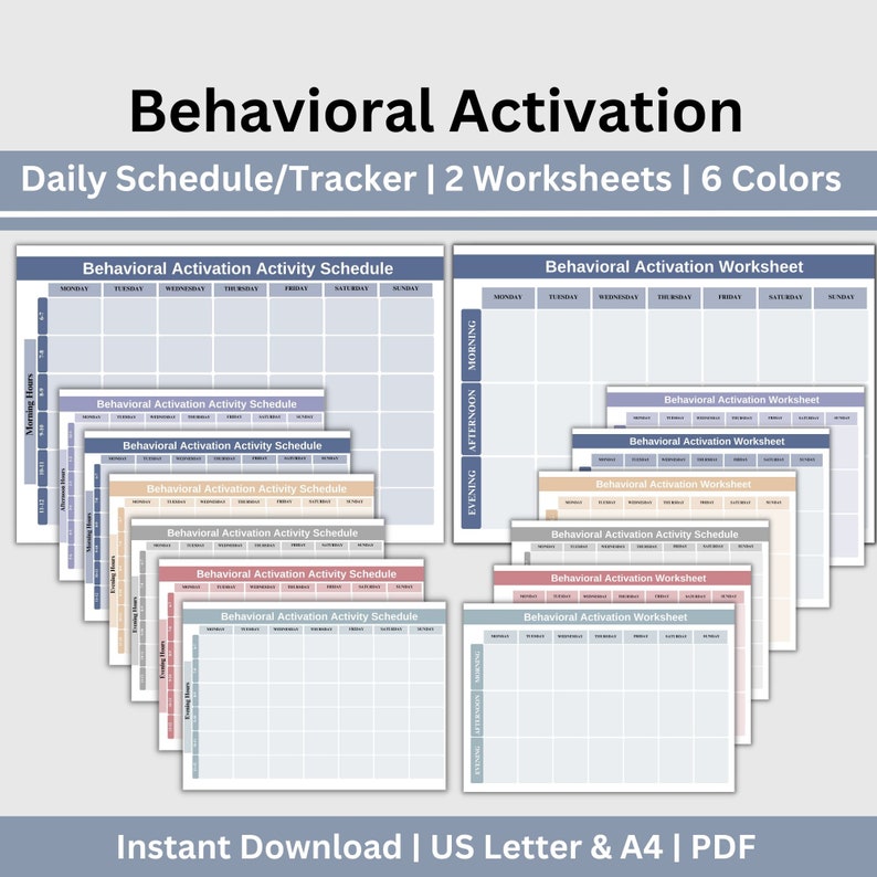 CBT Behavioral Activation Worksheet: Daily Activity Planner (digital ...