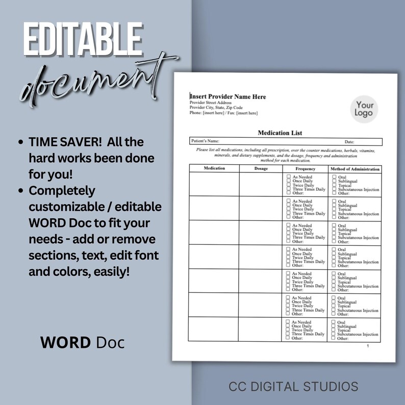 Printable medication list on a minimalist desk with pen and calendar, crisp margins and legible fonts that scan cleanly for patient portals, doctor visits, and emergency folders while keeping health information easy to read