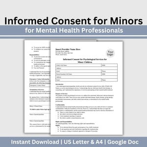 Consentimiento informado para menores, Terapia para adolescentes, Formularios de la oficina de terapia, Formularios de admisión para adolescentes, Terapia para adolescentes, Terapia infantil, Documento de Google