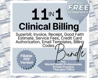 Therapist Billing Forms Bundle: Private Practice Templates (Fillable PDF, US Letter & A4 Size)