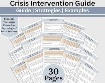 Mental Health Crisis Intervention Guide: Therapist Reference Sheets (Digital Download)