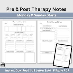 Pre & Post Therapy Notes, Therapy Session Log, Session Planner, Counseling Notes Therapy Resource, Therapy Overview, Therapy Planner