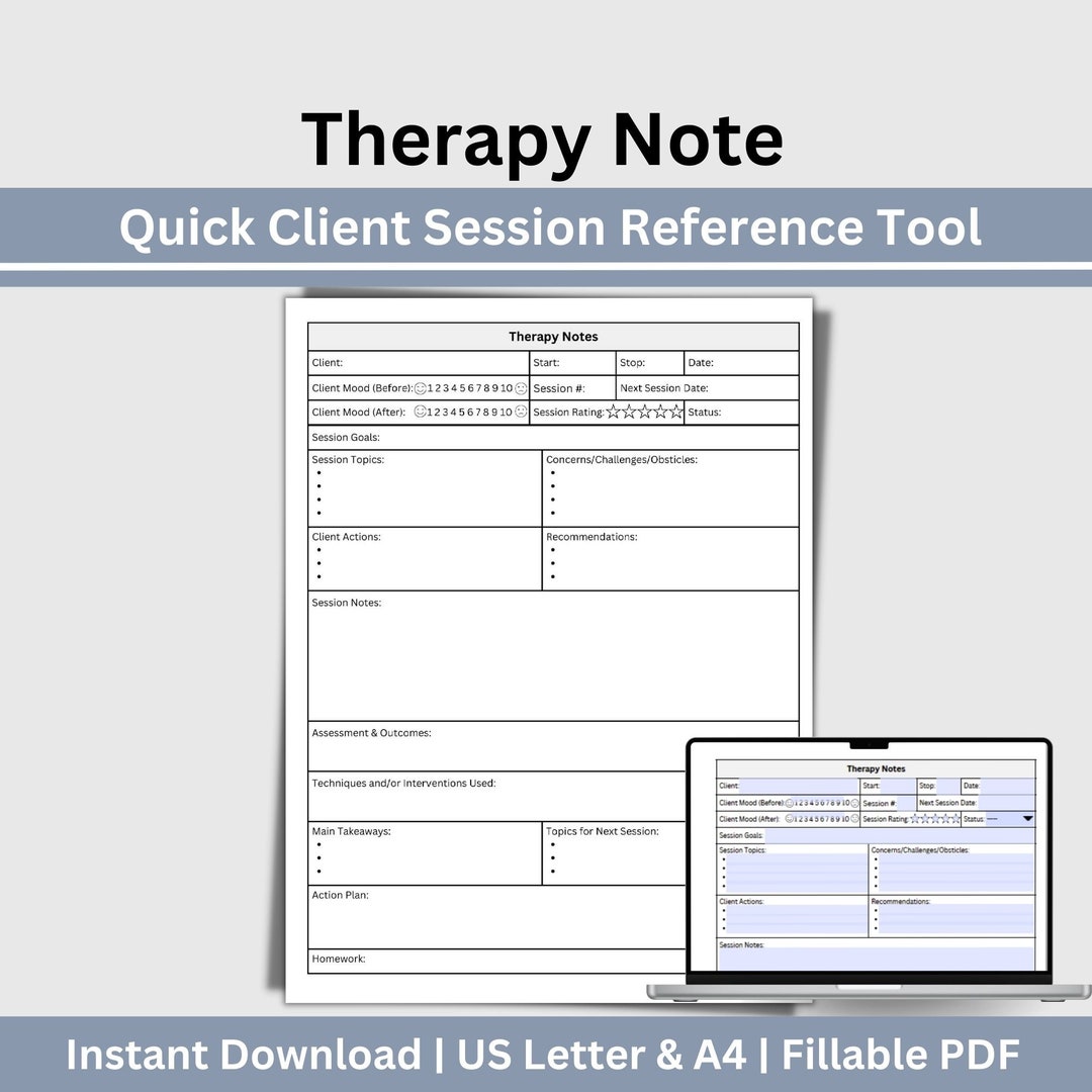 Therapy Notes Template: Client Session Planner (digital Download) - Etsy