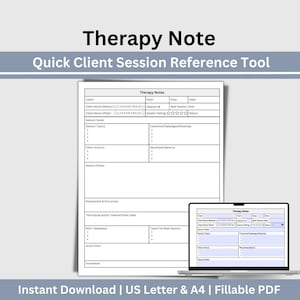Könnte beinhalten: Eine druckbare Therapie-Notizvorlage für eine schnelle Referenz zu Kundensitzungen. Die Vorlage enthält Abschnitte für die Stimmung des Kunden, die Sitzungsziele, die Sitzungsthemen, die Aktionen des Kunden, die Sitzungsnotizen, die Bewertung und die Ergebnisse, die verwendeten Techniken und Interventionen, die wichtigsten Erkenntnisse, den Aktionsplan, die Hausaufgaben und die Themen für die nächste Sitzung.
