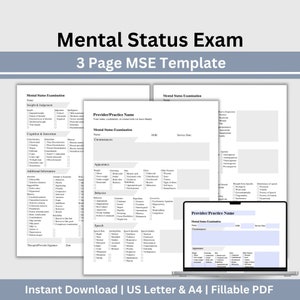 Mental Status Exam Therapy Notes, Therapist Office Progress Note, Therapy Tools, Therapy Template, Client Intake Form, Counseling Intake