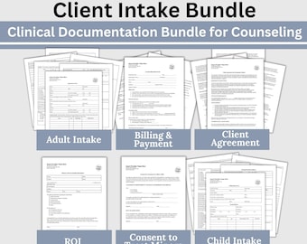 Counseling Forms Bundle: Client Intake, Progress Notes (Digital Download)