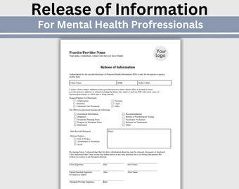 Editable Release of Information Form: Client Intake, Therapist Office (Google Doc)