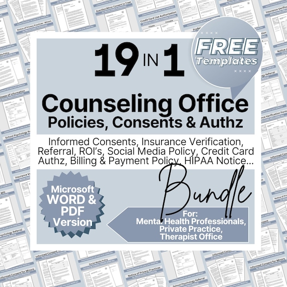 Therapist Office Forms Bundle: Private Practice Paperwork (WORD & PDF)