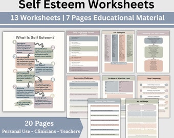 Selbstwertgefühl Therapie Arbeitsblätter Vertrauensbildung Journal Vorschläge CBT Selbstwert-Toolkit PDF