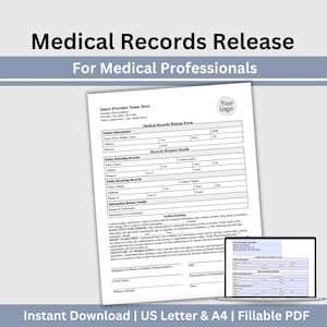 Medical Records Release Form: Printable Fillable PDF Template