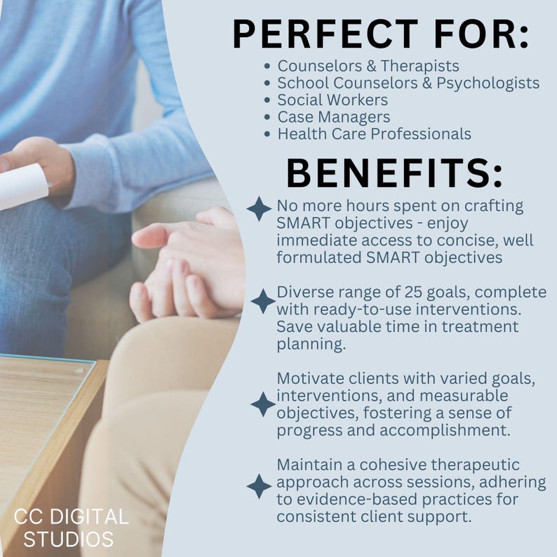 Printable ADHD SMART Goals Worksheet PDF digital planning tool for executive function support, ADHD therapy, objective setting and progress tracking