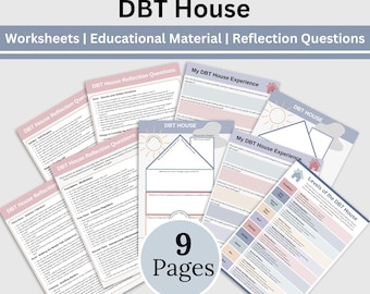 DBT House Therapy Worksheets, Growth Mindset, BPD, DBT Workbook, Borderline, Dialectical Behavior, Anxiety Relief, School Counselor