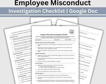 Employee Misconduct Investigation Checklist: HR Template (Editable Google Doc)