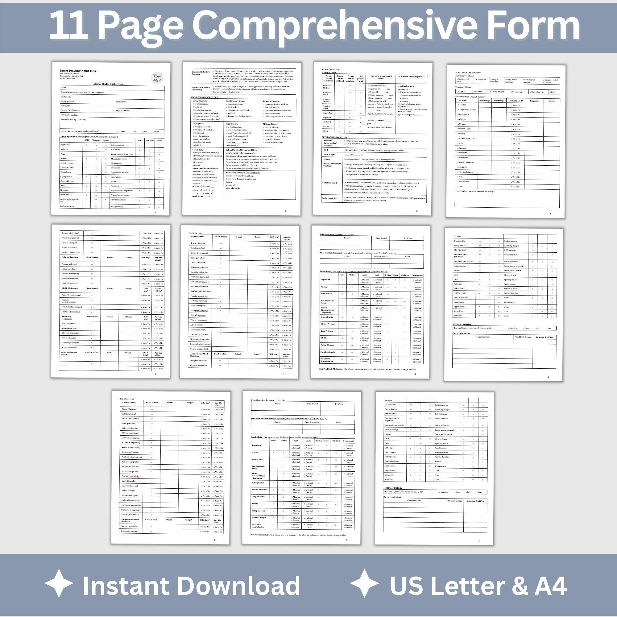 Mental Health Client Intake Form: Editable Google Doc Template - Etsy