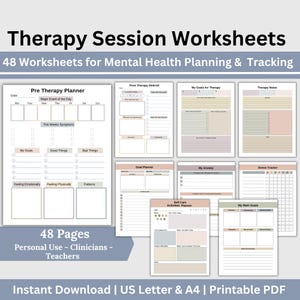 Therapy Journal: Mental Health Workbook, Session Tracker (Digital Download)
