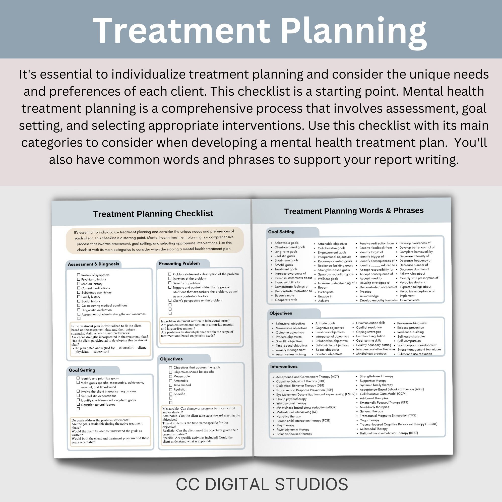 Therapist Treatment Plan Checklist: Therapy Documentation Cheat Sheet ...