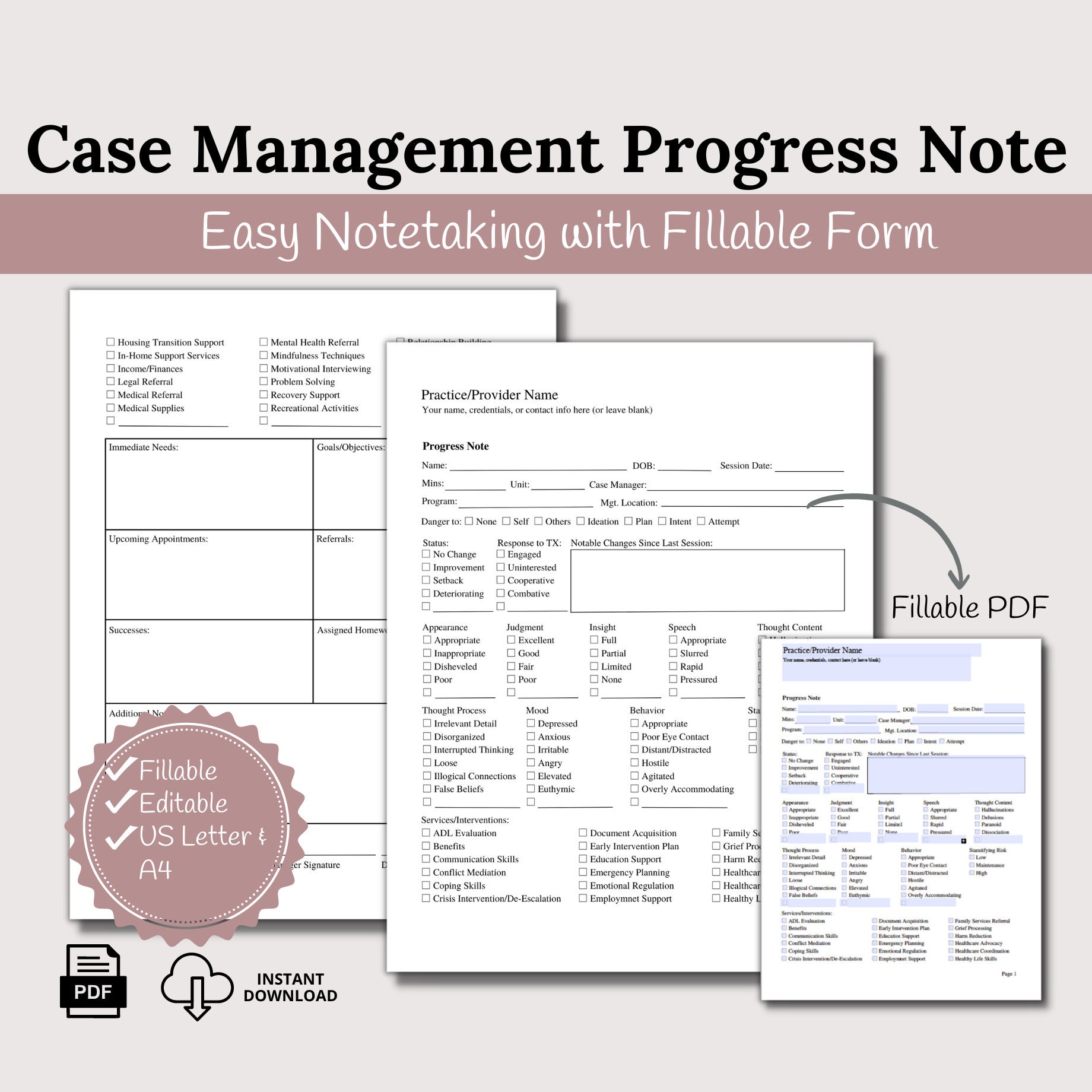 Case Management Progress Notes, Social Worker Templates, Therapy ...