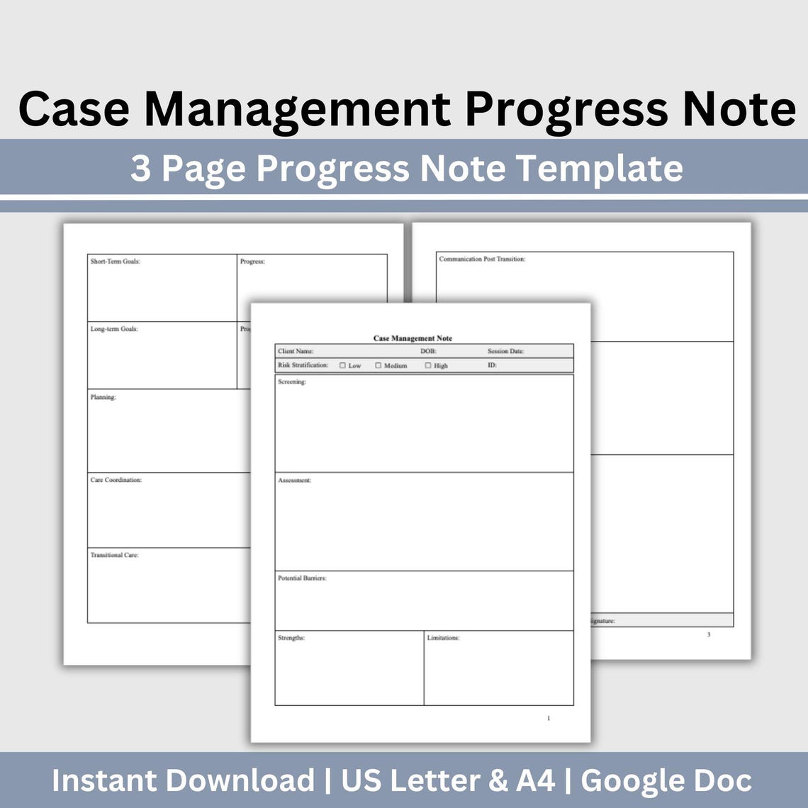 Social Worker Progress Note Template Editable Google Doc SOAP/DAP Form ...