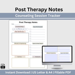 Post Therapy Notes, Therapy Session Log, Therapy Overview, Therapy Planner, Counseling Notes, Therapy Resource, Therapy Tools, Psychotherapy